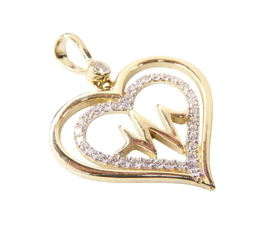 Afbeelding van Christian 14 karaat gouden hartslag hanger met zirkonia