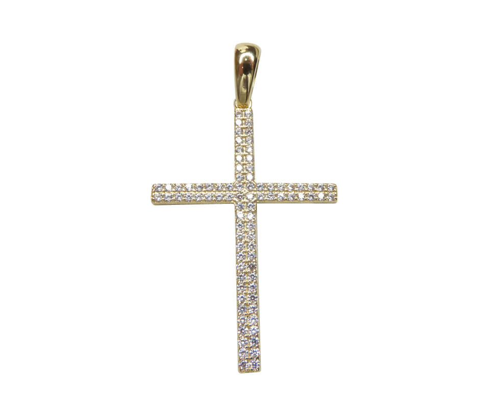 Afbeelding van Christian Gouden kruis hanger met zirkonia's