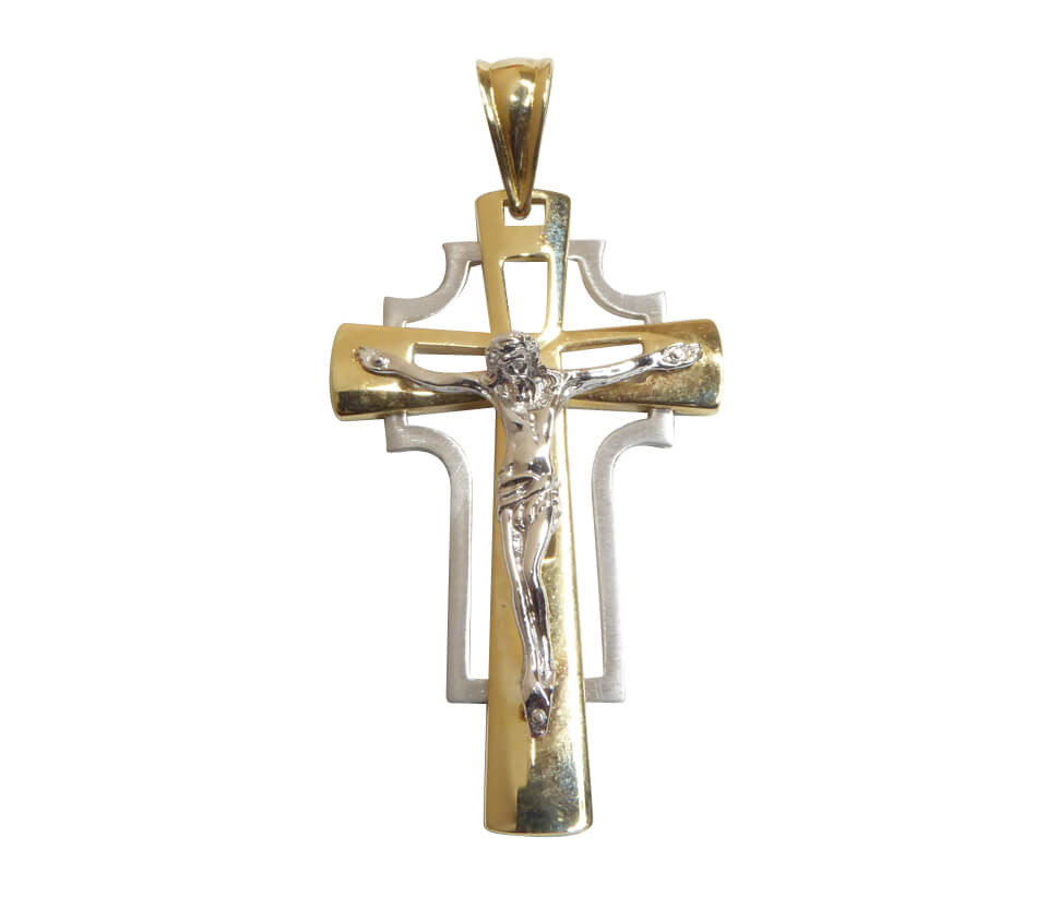 Afbeelding van Christian Bicolor gouden heren kruis