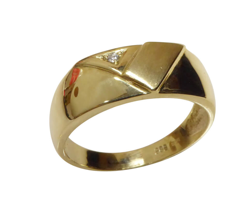 Afbeelding van Christian 14 karaat cachet ring met diamant