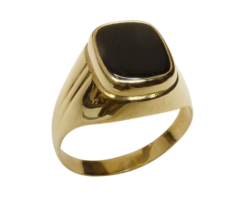 Afbeelding van Christian Gouden cachet ring met zwarte lagensteen