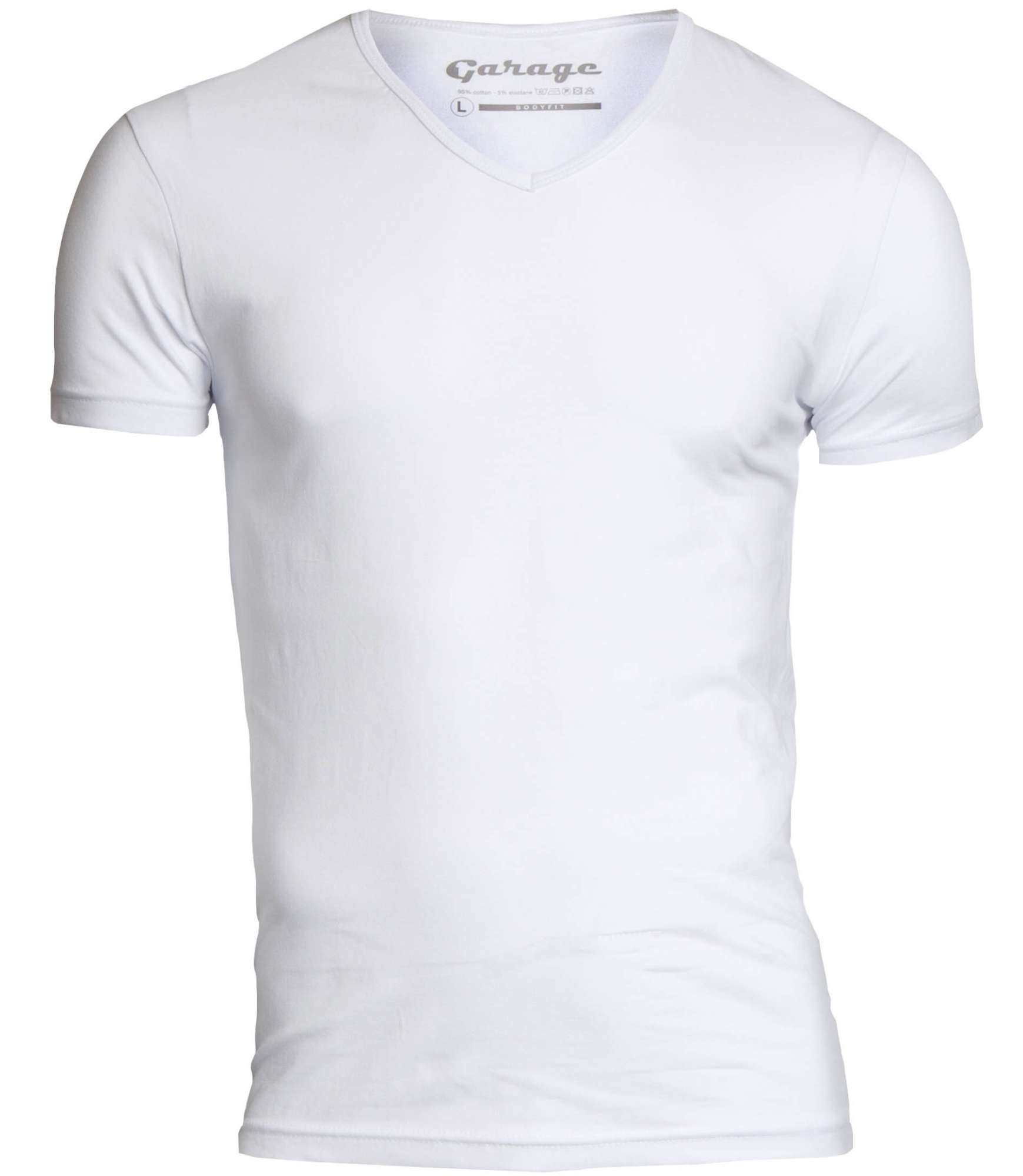 Garage Basis t-shirt v-hals bodyfit wit