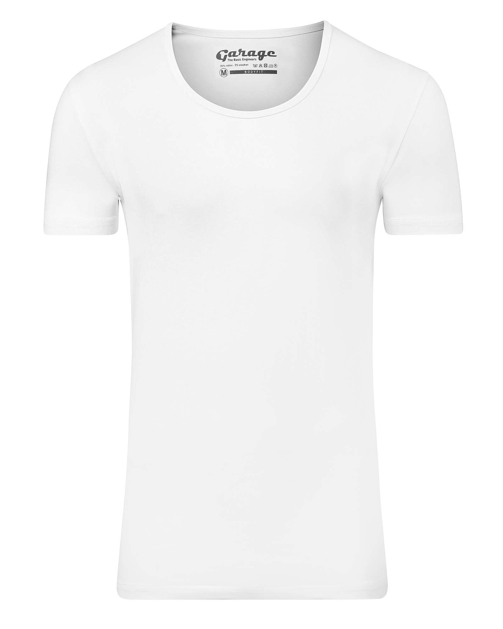 Garage Basis t-shirt diepe ronde hals bodyfit wit