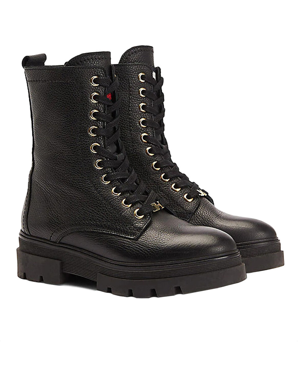 Zwarte TOMMY HILFIGER Veterboots COPPORATE TASSEL BIKER BOOT | Omoda