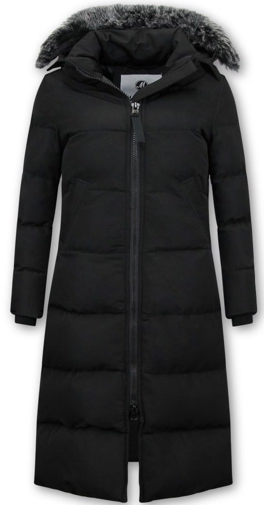 Matogla Extra lange winterjas met kunst bontkraag