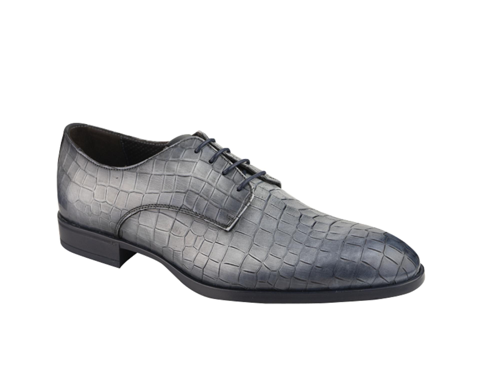 Giorgio 67354 blauw grijze croco leren veterschoen(80 Perla )