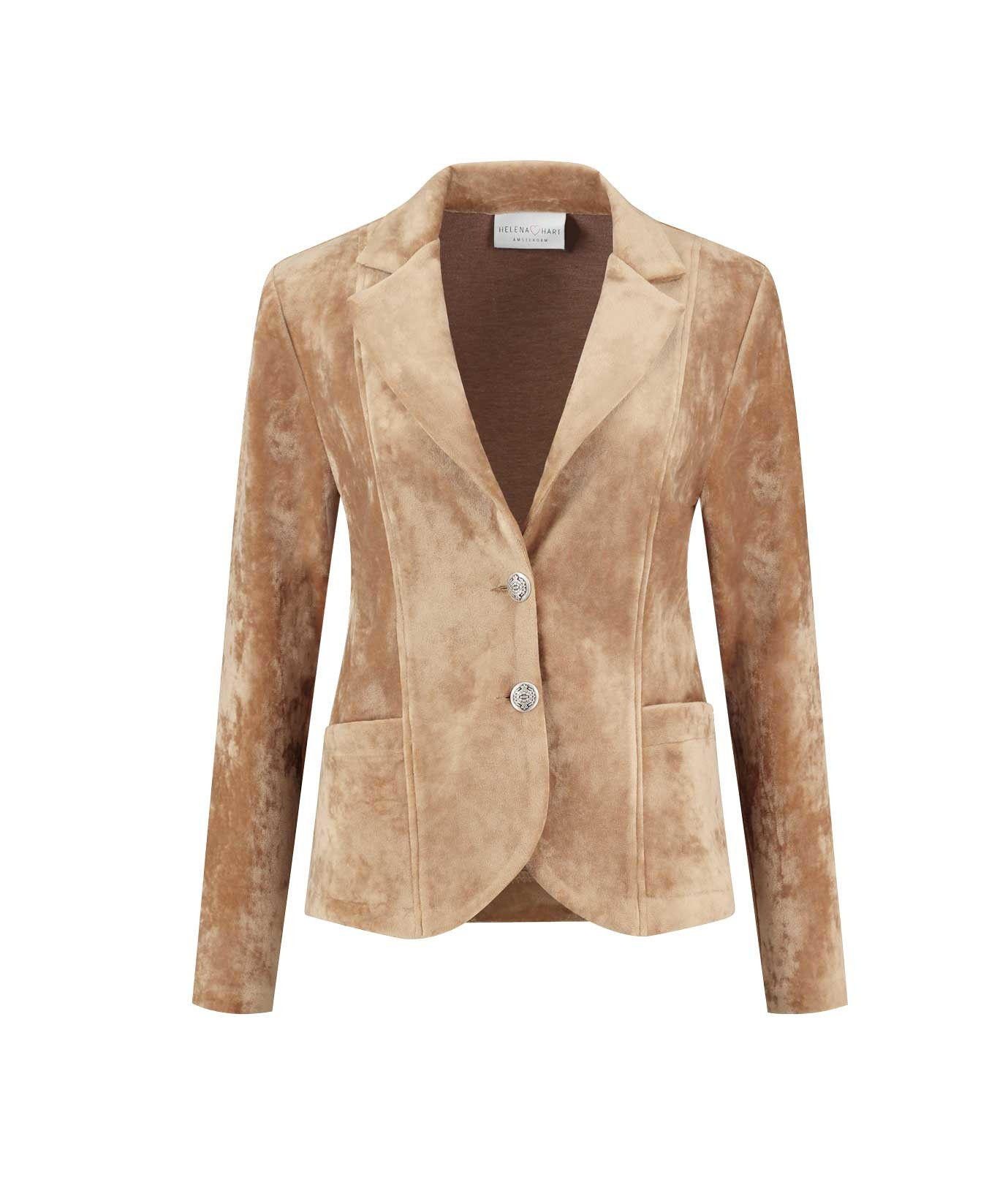 Afbeelding van Helena Hart Blazer velvet kort 7324 camel