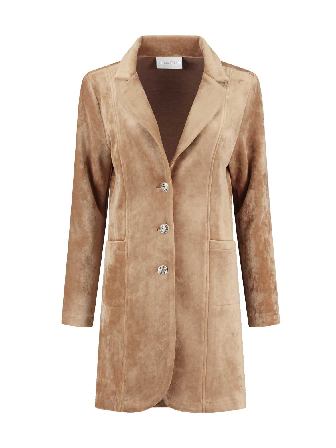 Afbeelding van Helena Hart 7323 blazer velvet lang camel