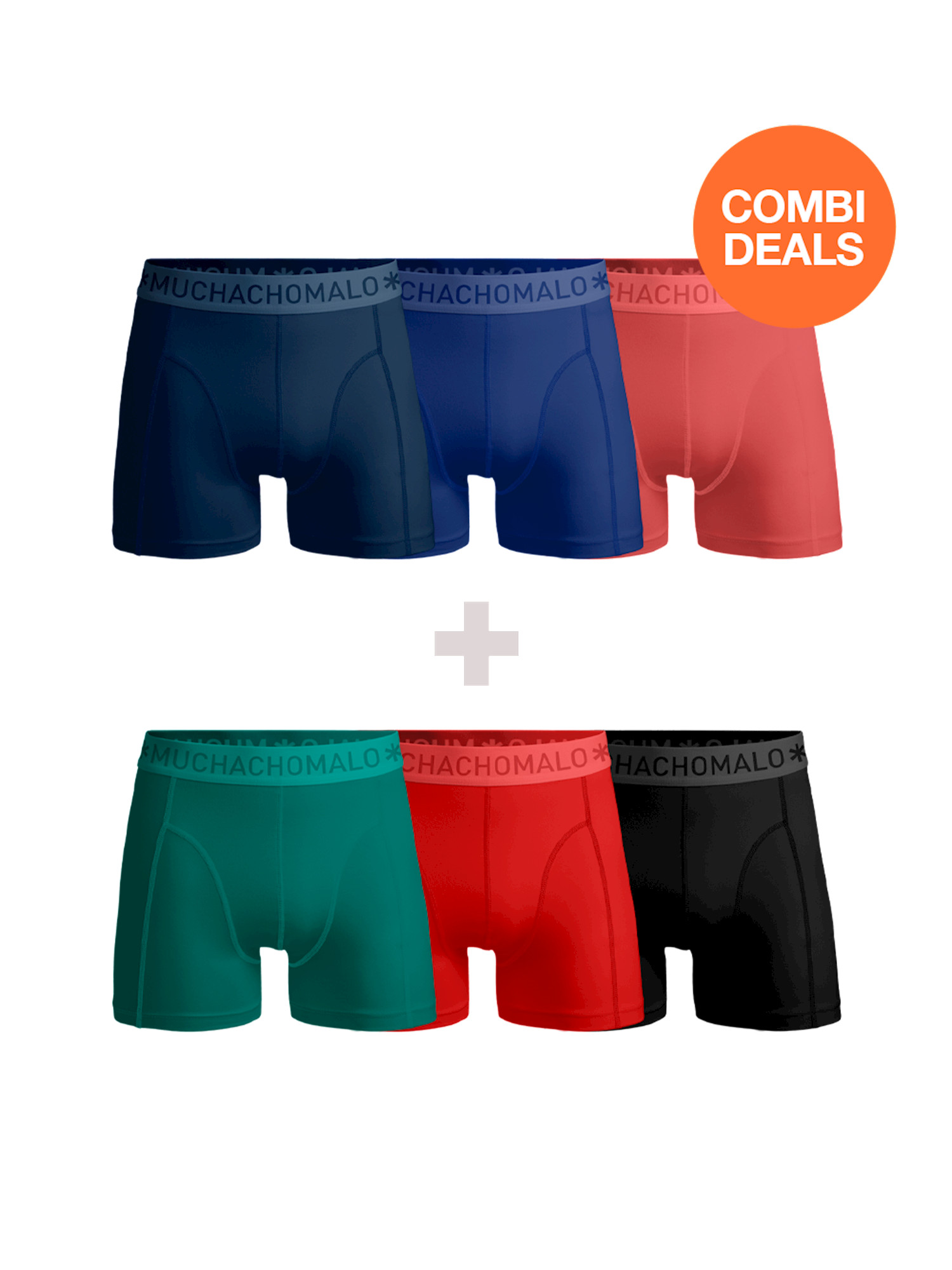 Afbeelding van Muchachomalo Men 3-pack + 3-pack boxers shorts solid