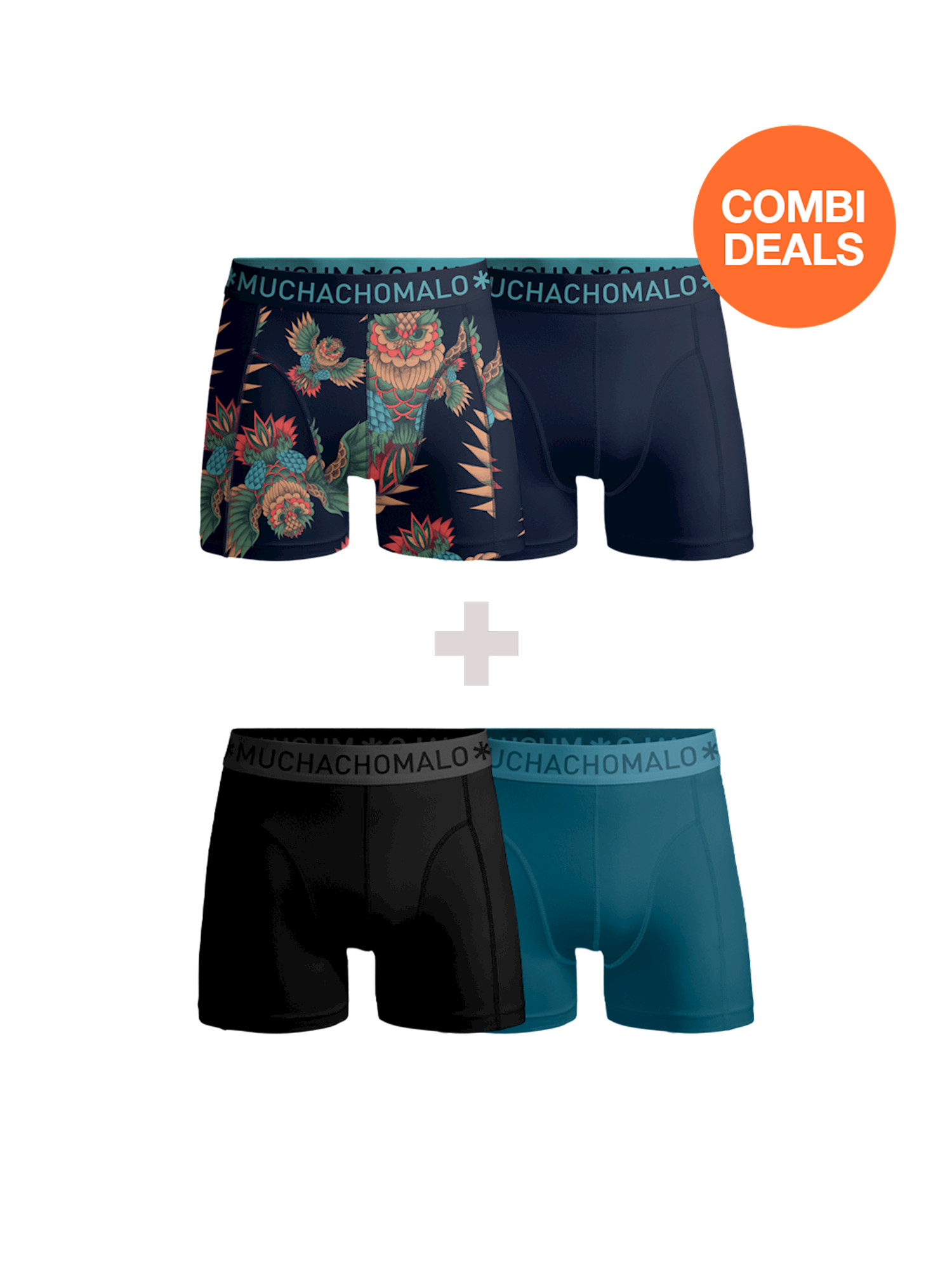 Afbeelding van Muchachomalo Men 2-pack + 2-pack boxer shorts /solid