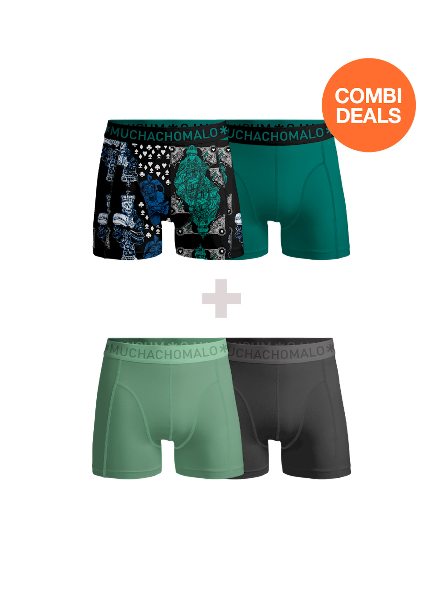 Afbeelding van Muchachomalo Men 2-pack + 2-pack boxers shorts /solid
