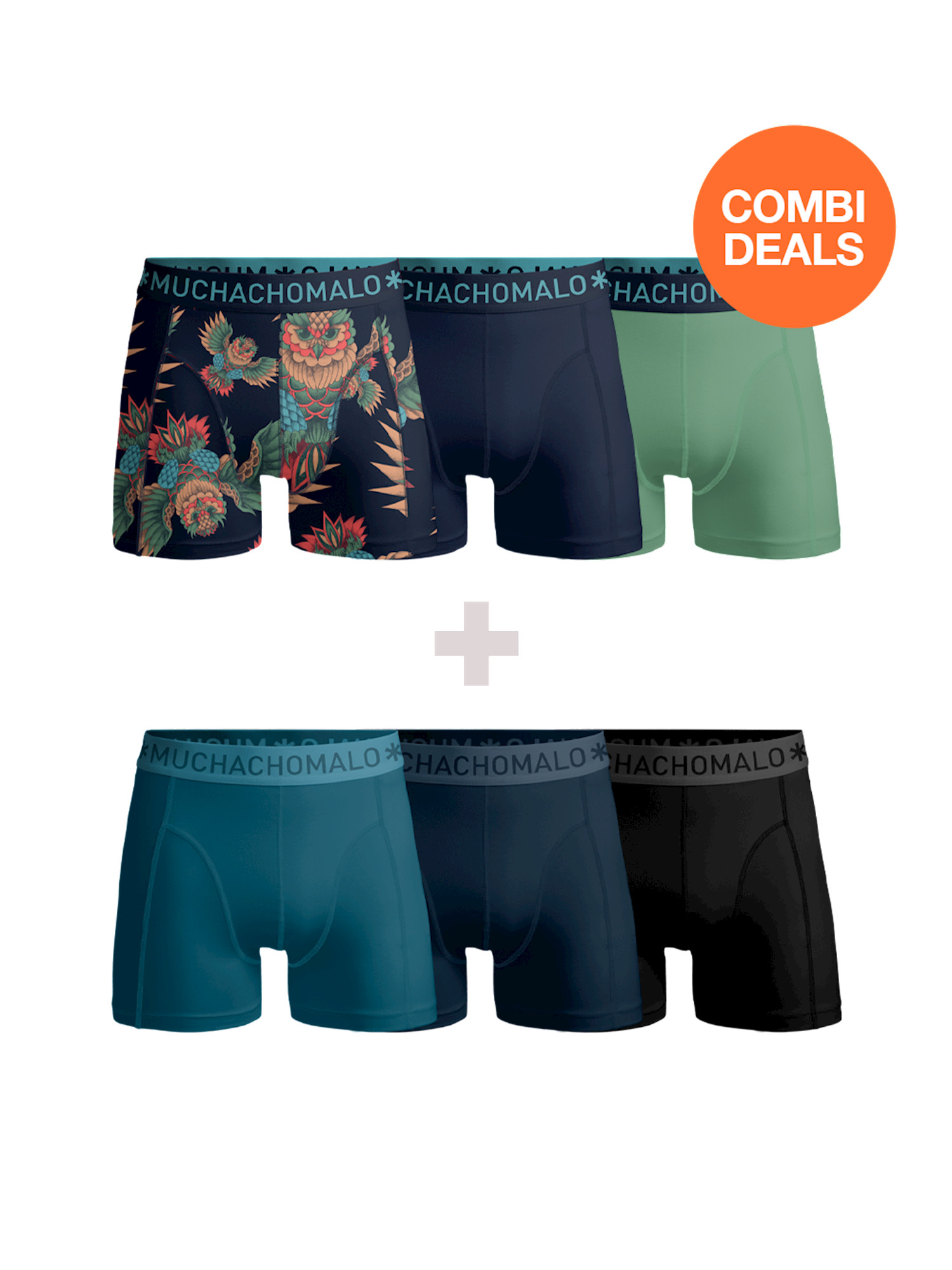 Afbeelding van Muchachomalo Men 3-pack + 3-pack boxer shorts /solid