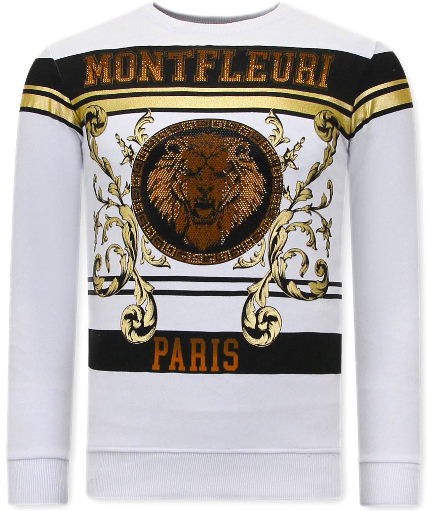 Montfleuri Sweater met print leeuw strass