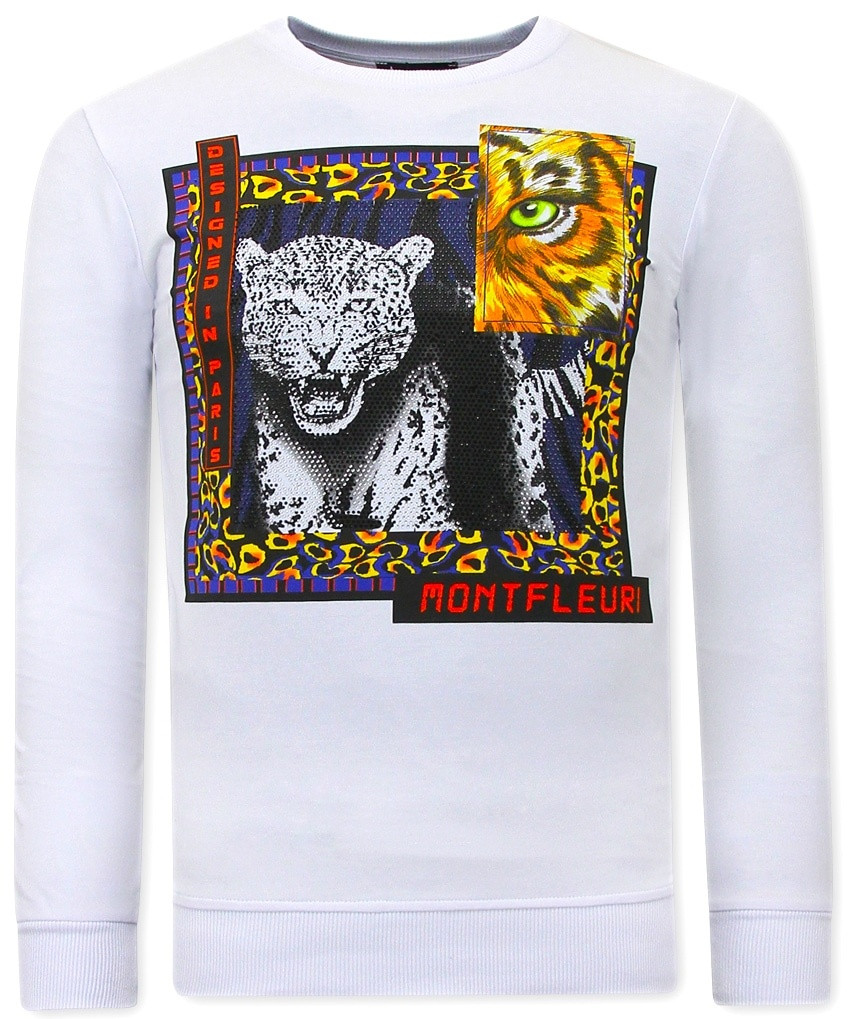 Montfleuri Sweater met print tiger poster