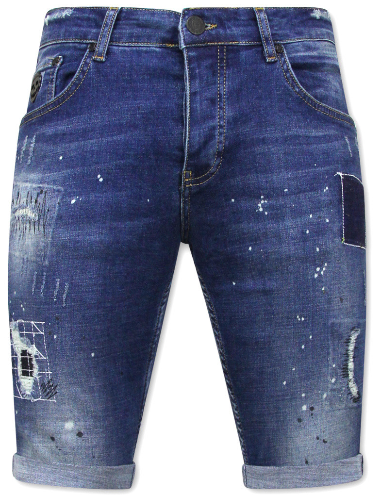 Local Fanatic Korte jeans met verfspatten stretch 1035