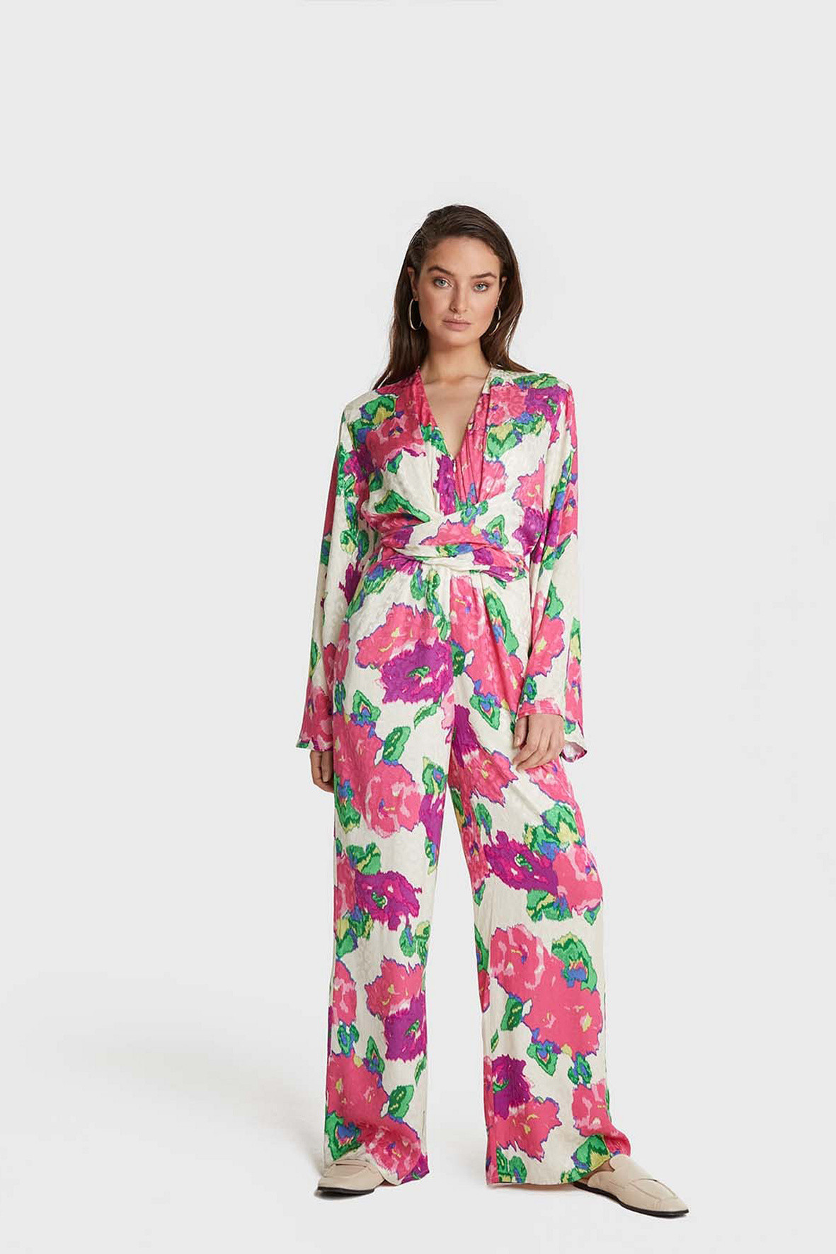 Alix The Label 2206112404 woven flower jacquard jumpsuit