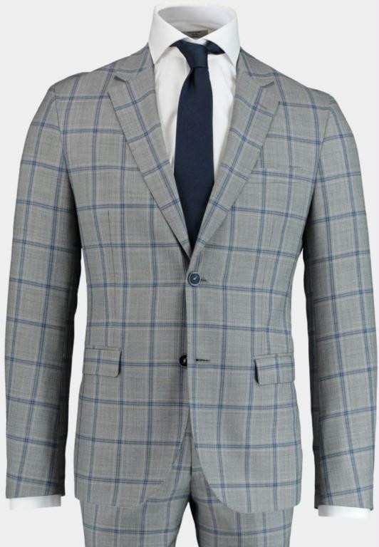 Bos Bright Blue Scotland blue kostuum d8 milano slim fit kostuum 191028to05sb/940 grey