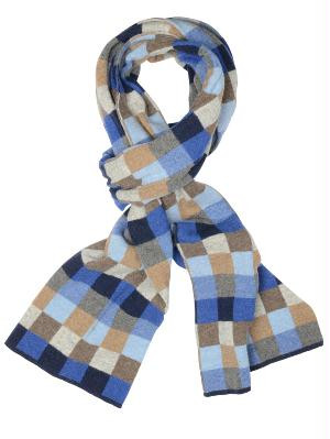 Afbeelding van Profuomo Shawl scarf blue motif pp1s30009b/m