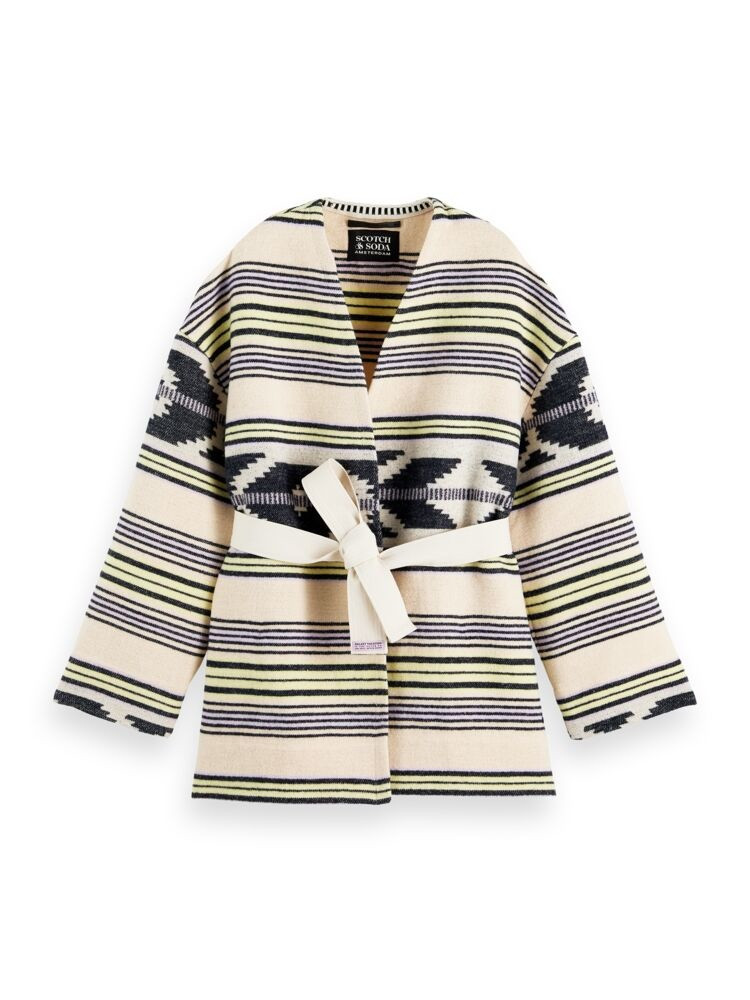 Scotch & Soda 167442 0597 scotch and soda ikat jacquard blanket wrap coat combo r