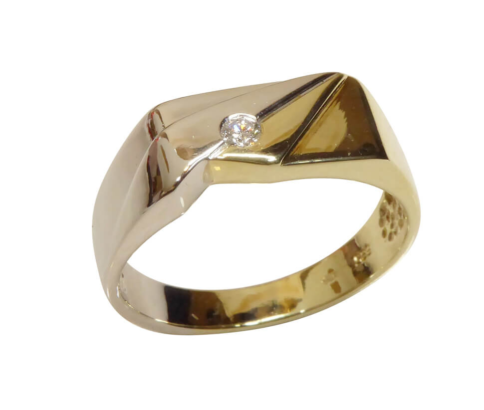 Afbeelding van Christian Bicolor gouden cachet ring met reliëf