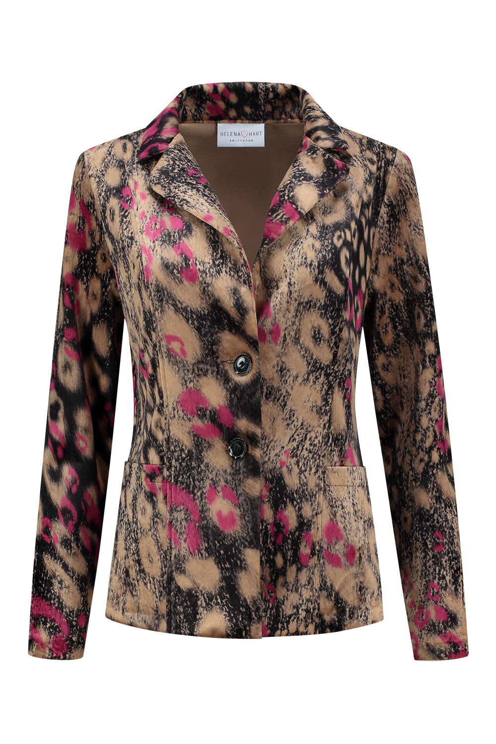 Afbeelding van Helena Hart Blazer velour kort print mix cyclaam 7488mix