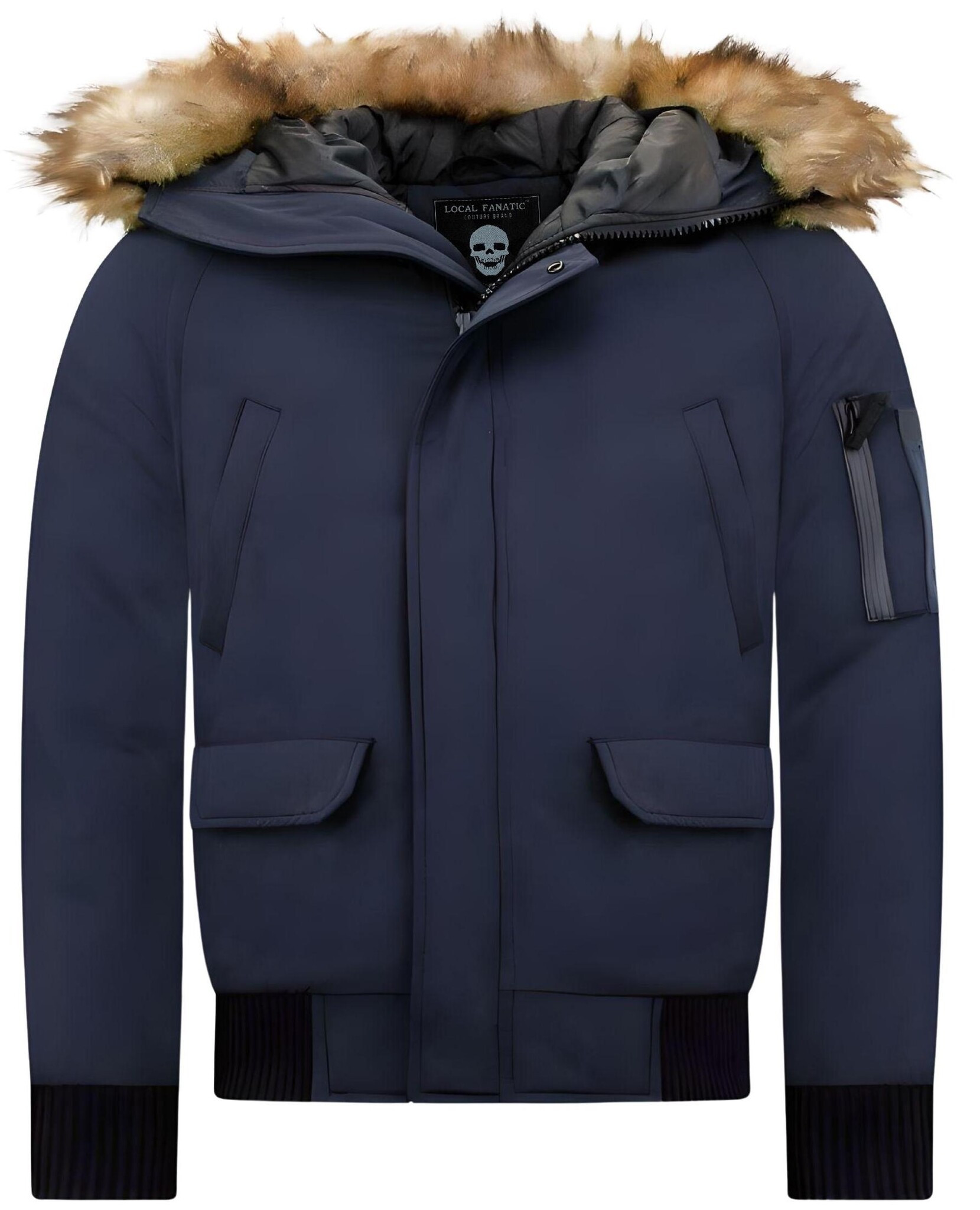 Enos Korte winterjas met faux bontkraag