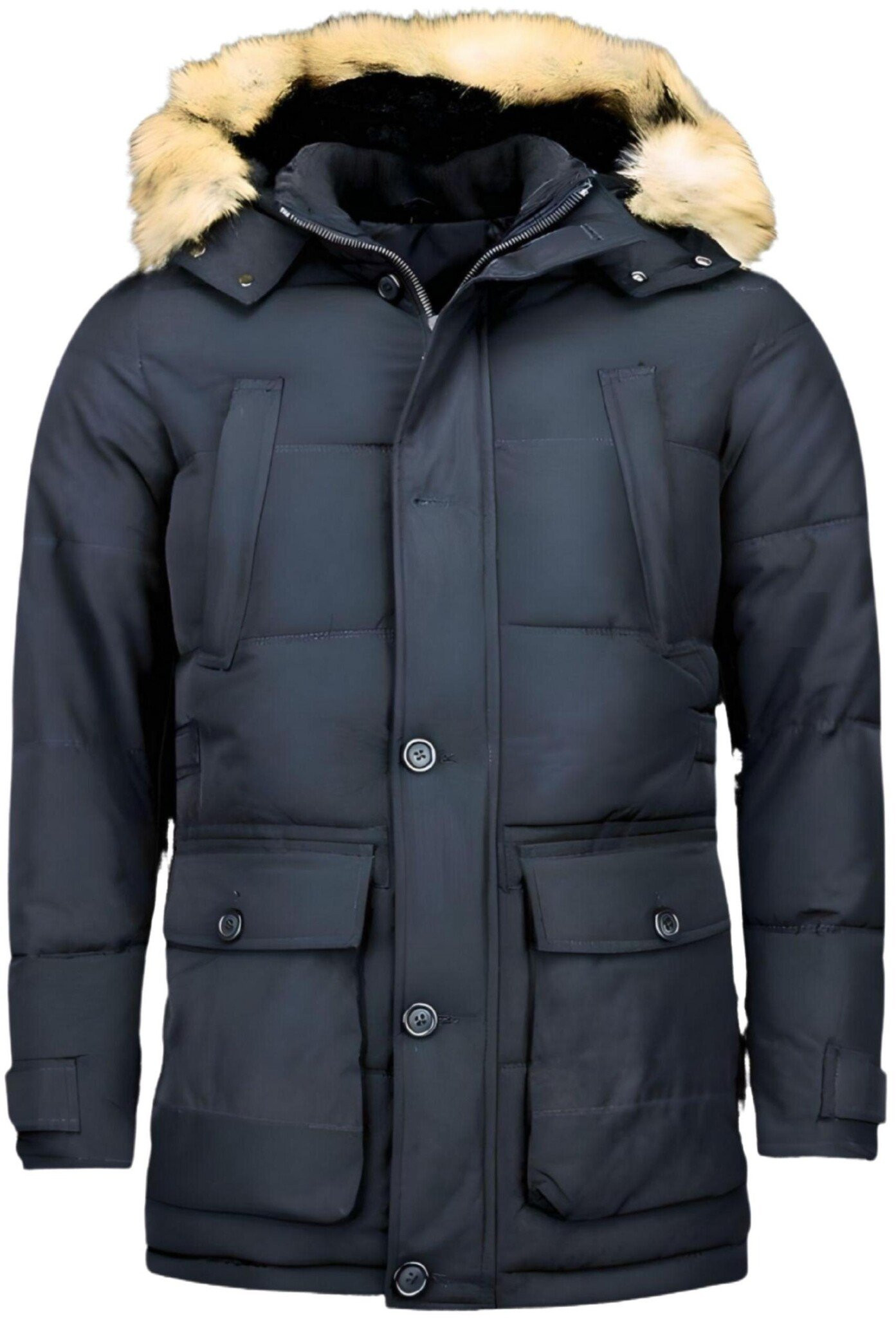 Enos Lange winterjas met bontkraag