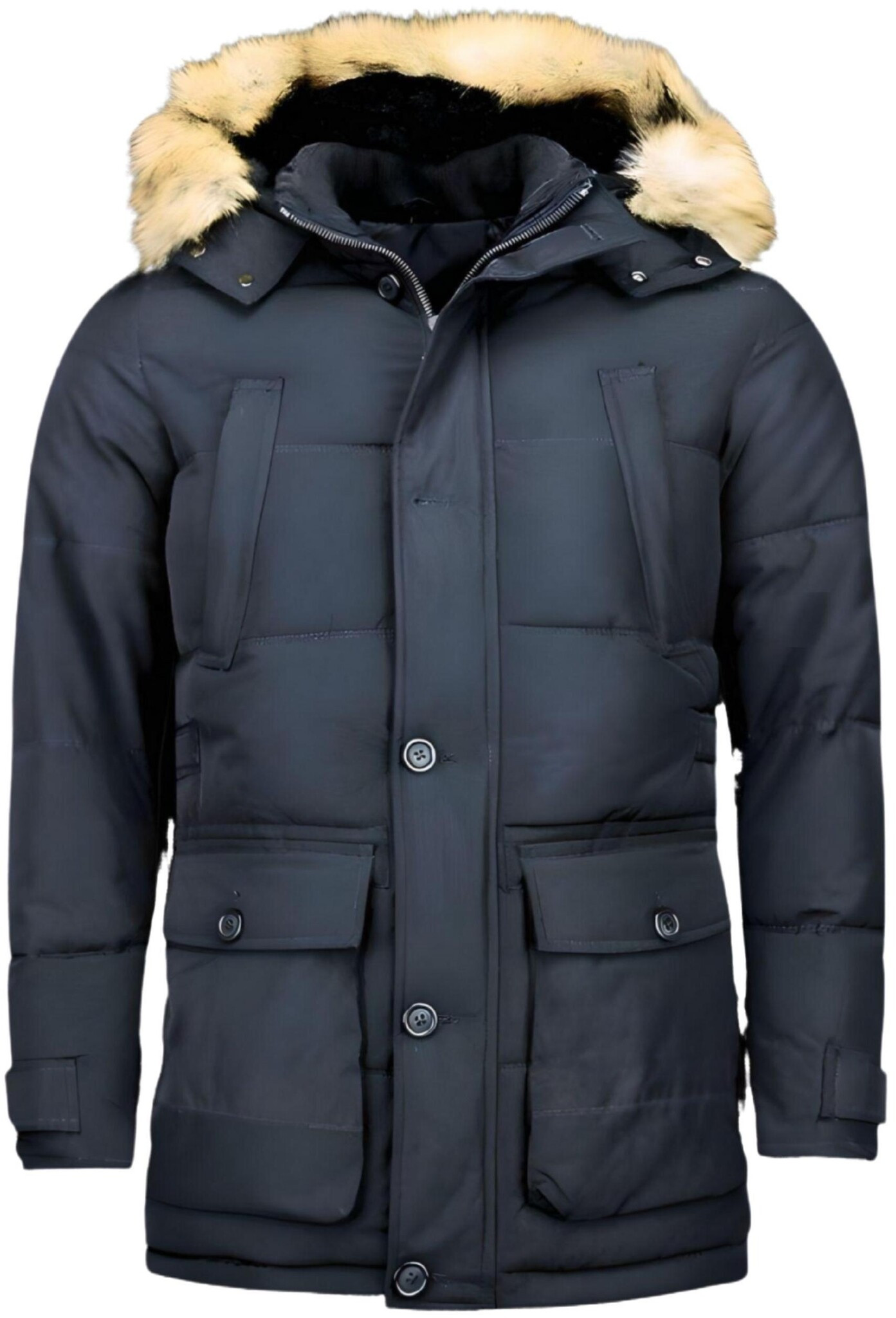 Enos Lange winterjas met bontkraag