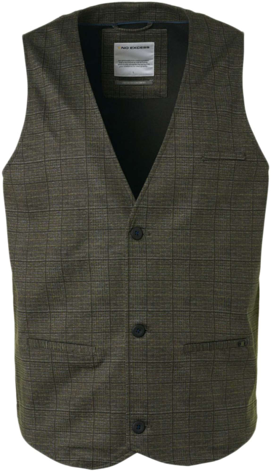 Afbeelding van No Excess Gilet jersey stretch check taupe