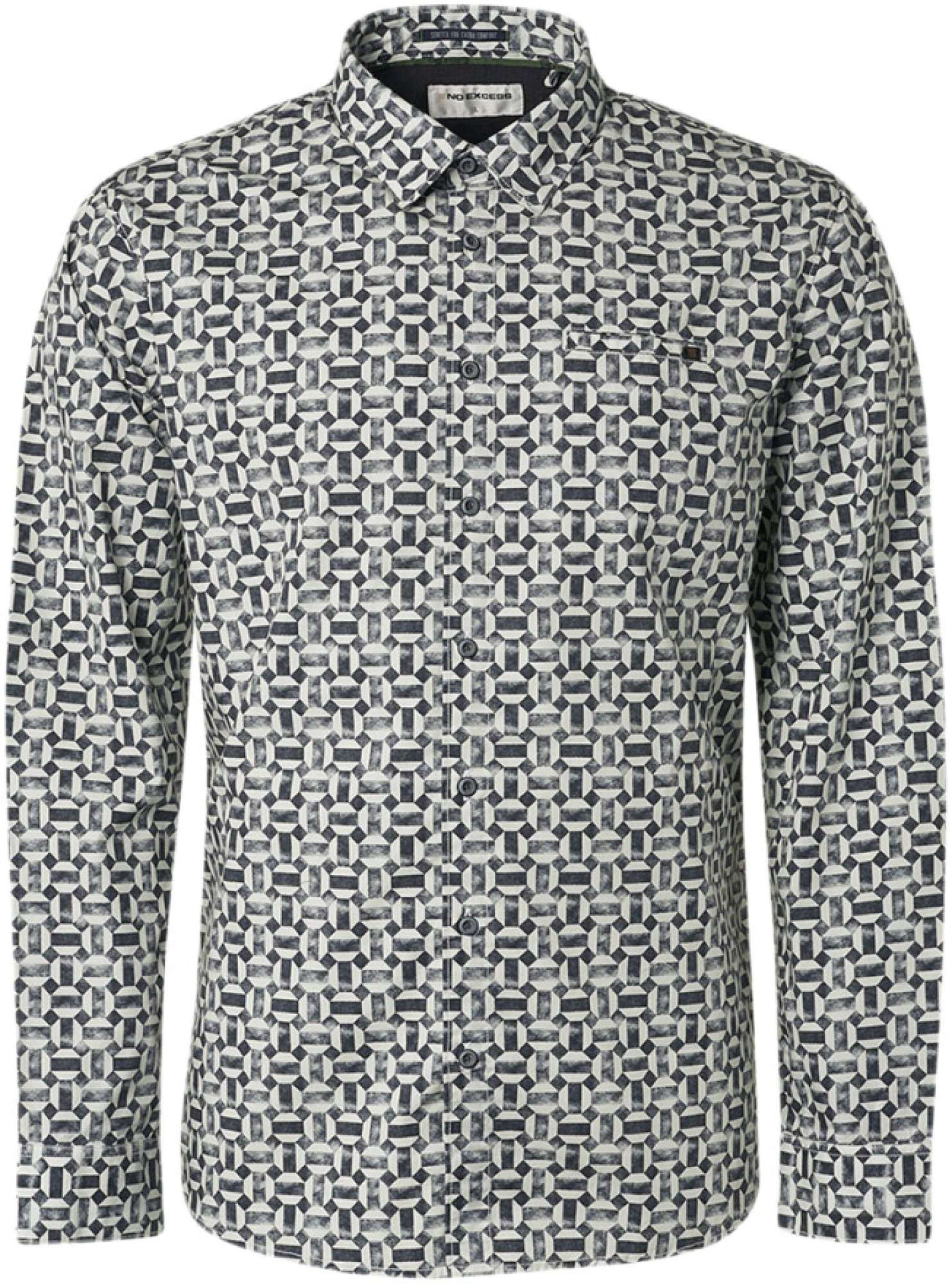 No Excess Shirt stretch allover printed black