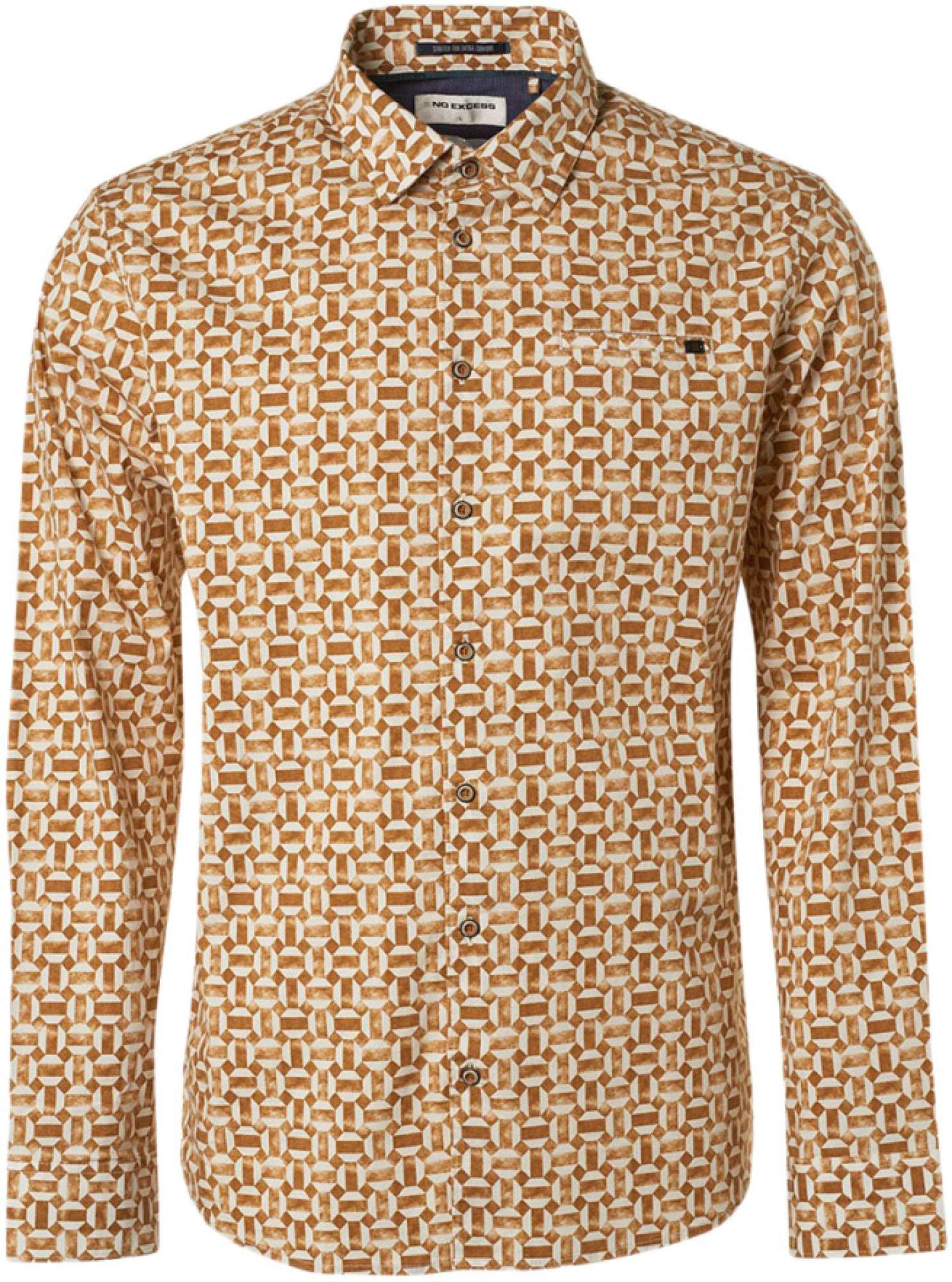 No Excess Shirt stretch allover printed caramel