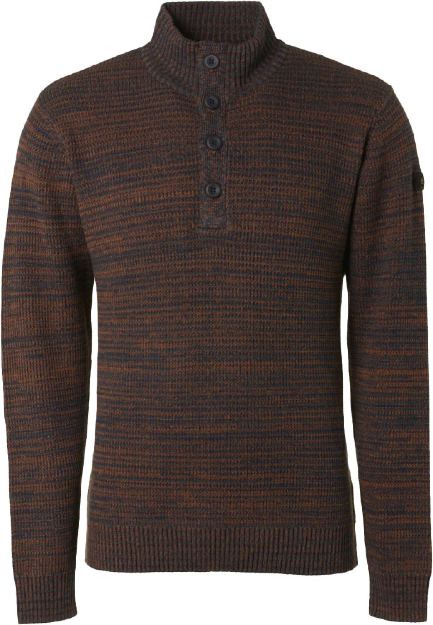 No Excess Pullover half zipper + button multi caramel
