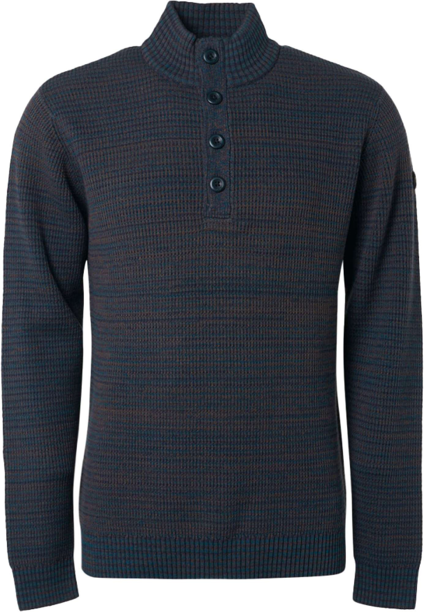No Excess Pullover half zipper + button multi ocean