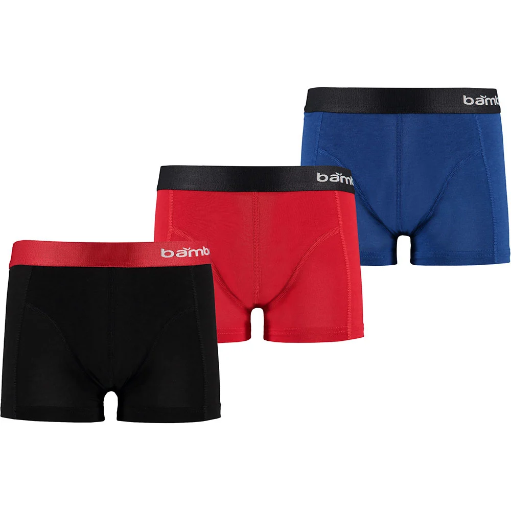 Afbeelding van Apollo Bamboe boxershorts jongens 3-pack zwart blauw rood