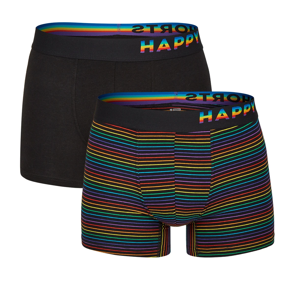 Afbeelding van Happy Shorts 2-pack boxershorts heren pride regenboog gestreept