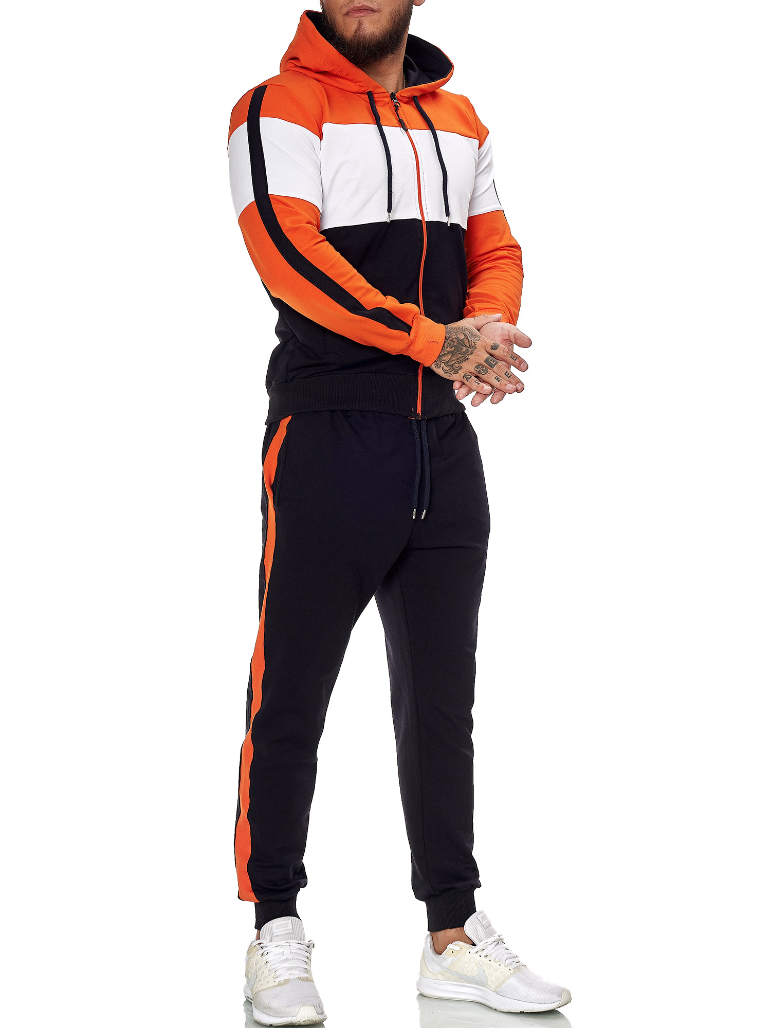 One Redox Heren joggingpak oranje wit huispak 1082
