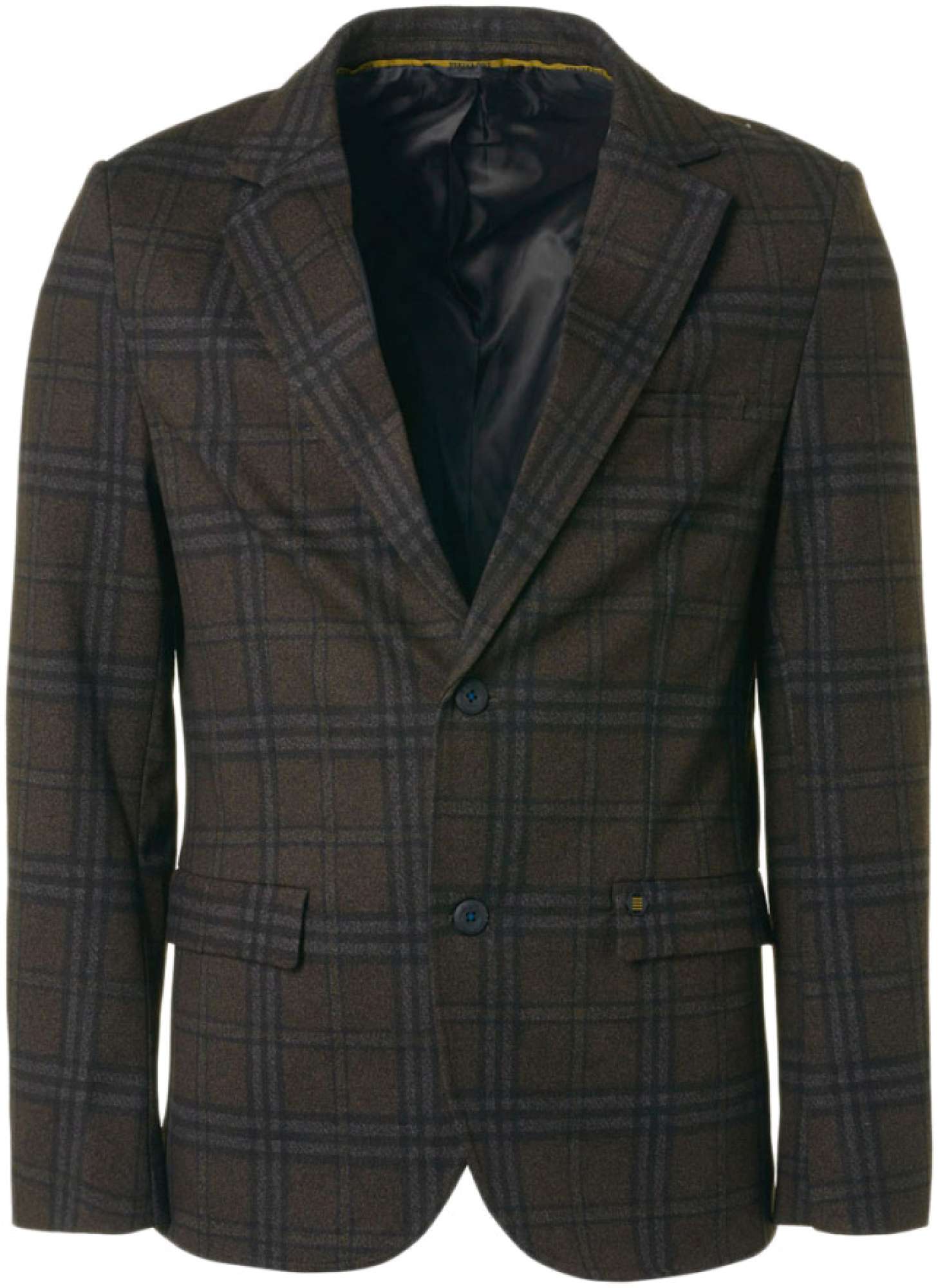 No Excess Blazer jersey stretch check coffee