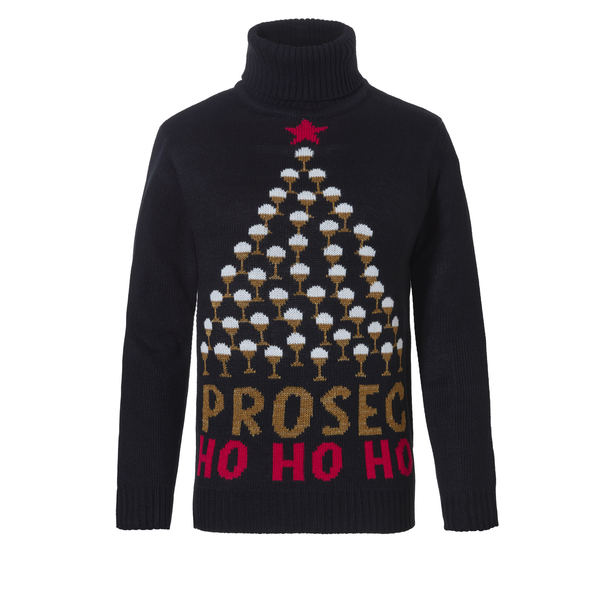 Apollo Dames kersttrui coltrui zwart prosec ho ho ho