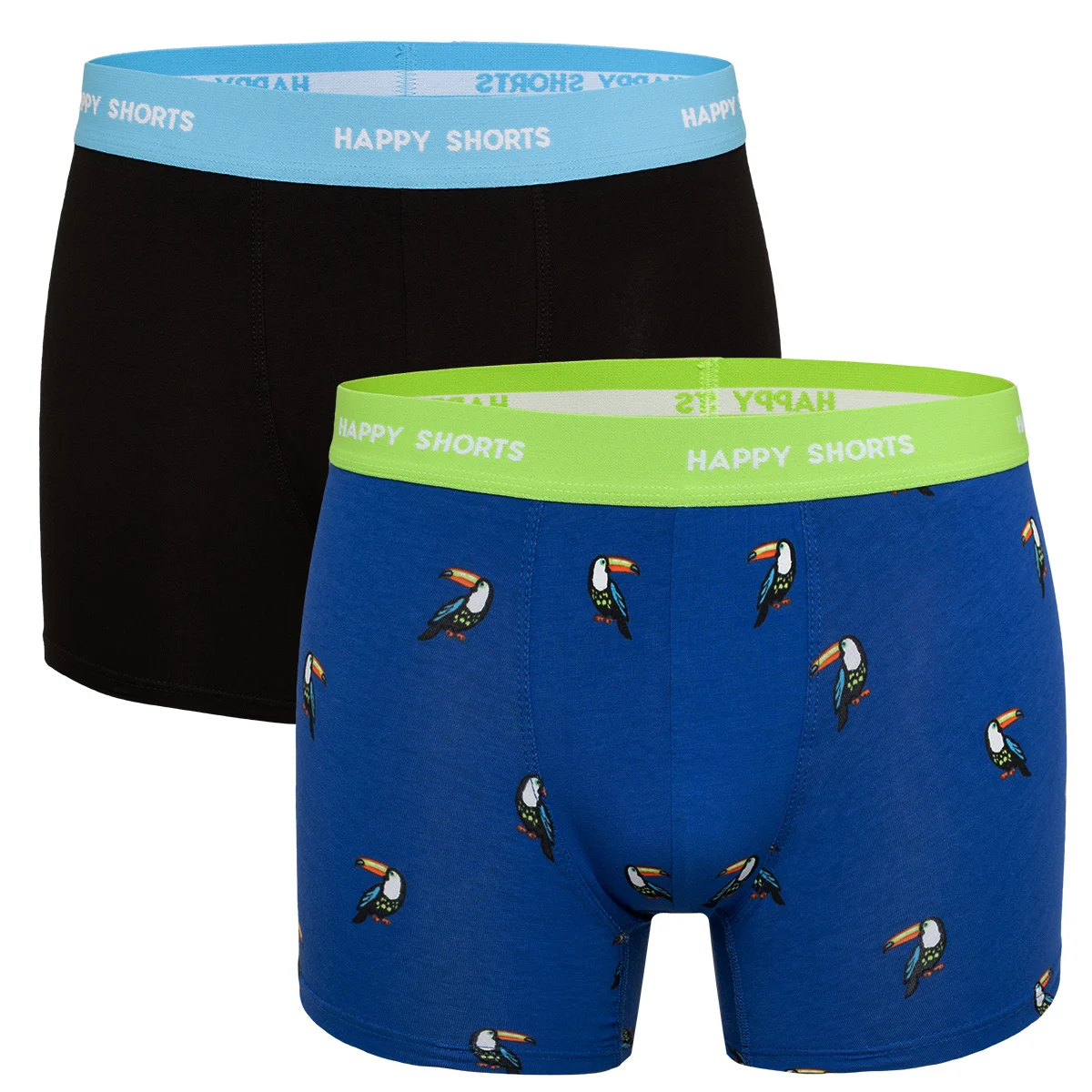 Afbeelding van Happy Shorts 2-pack boxershorts met print heren neon tucan