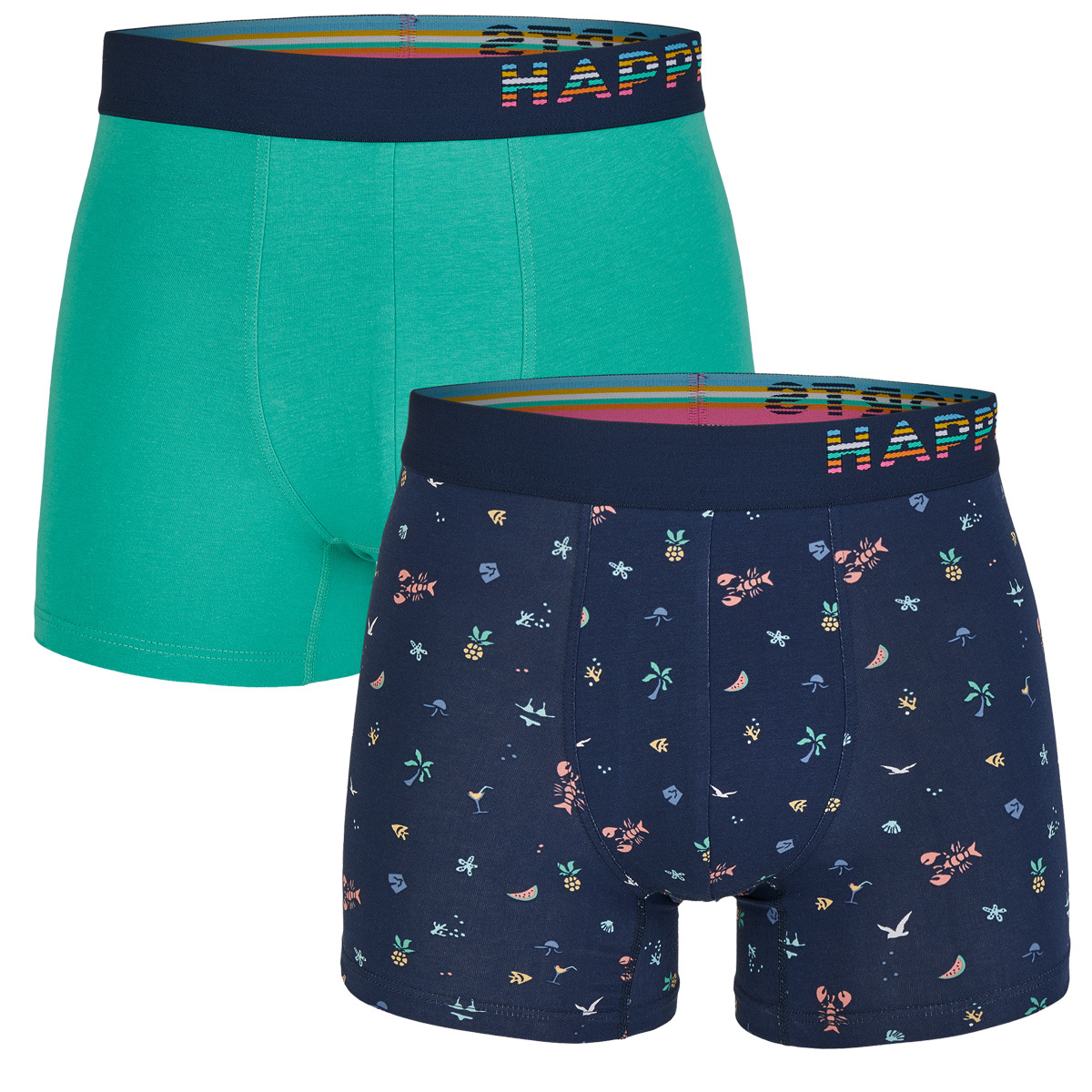 Afbeelding van Happy Shorts 2-pack boxershorts heren sea print d830