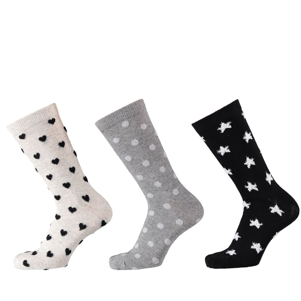 Afbeelding van Apollo Fashion sokken dames hartjes stippen sterren print
