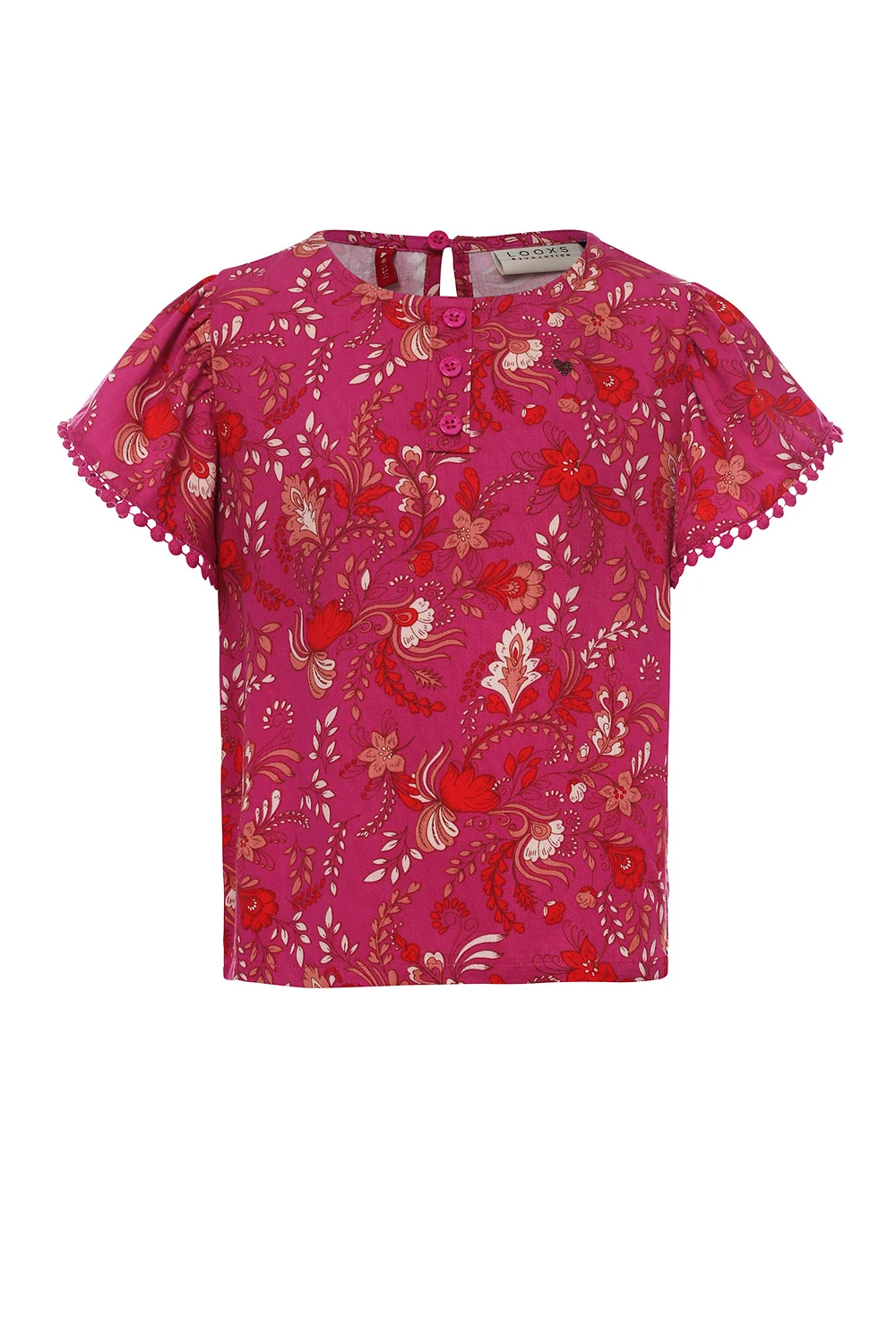 Afbeelding van Looxs Revolution Viscose blouse fuchsia floral voor meisjes in de kleur