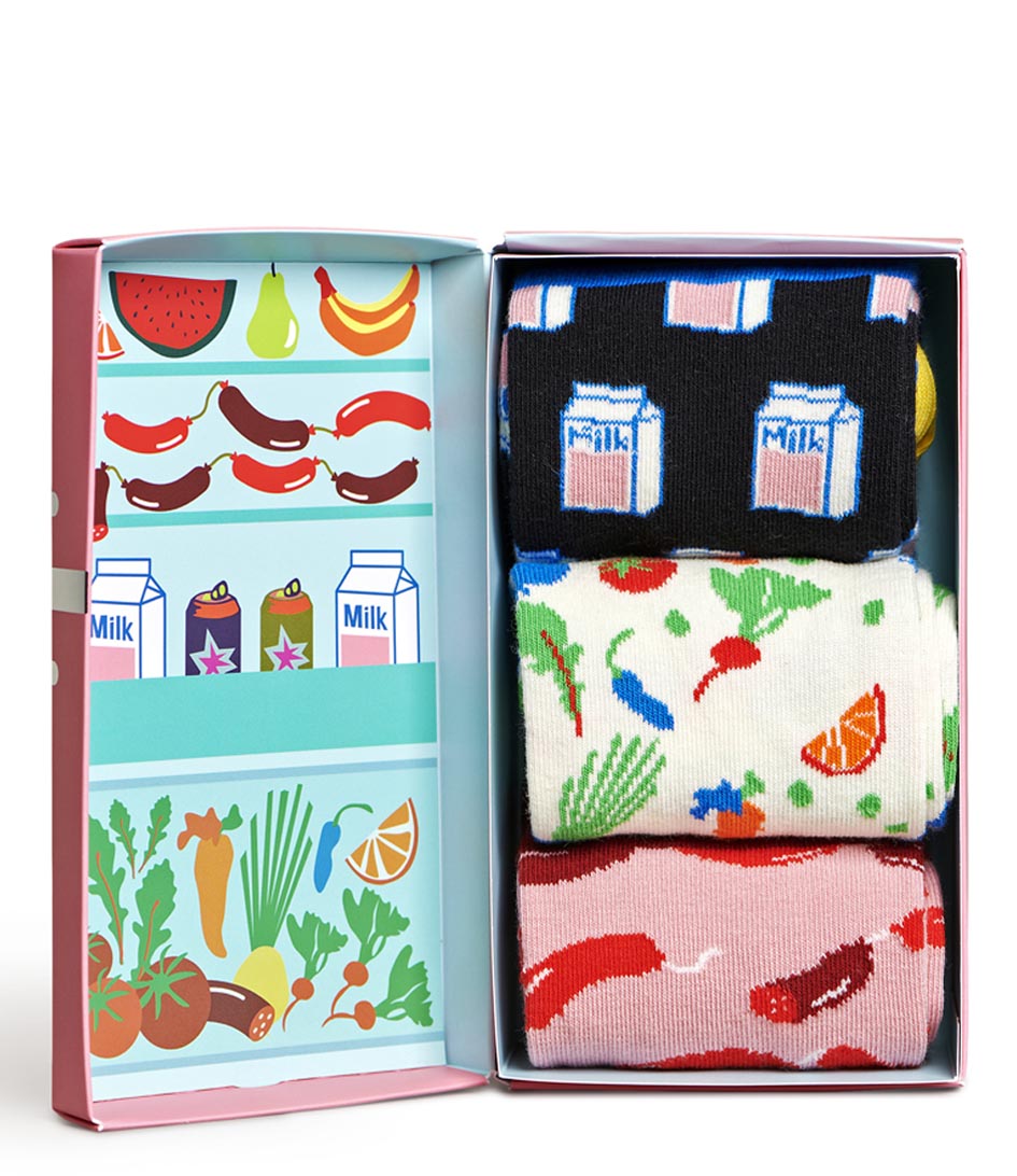Afbeelding van Happy Socks 3-pack foodie gift box unisex