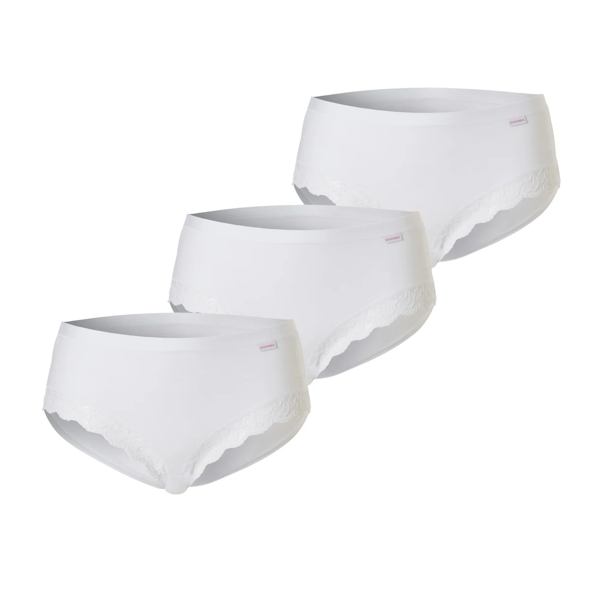 Cotonella Dames slip met kant midi 3-pack