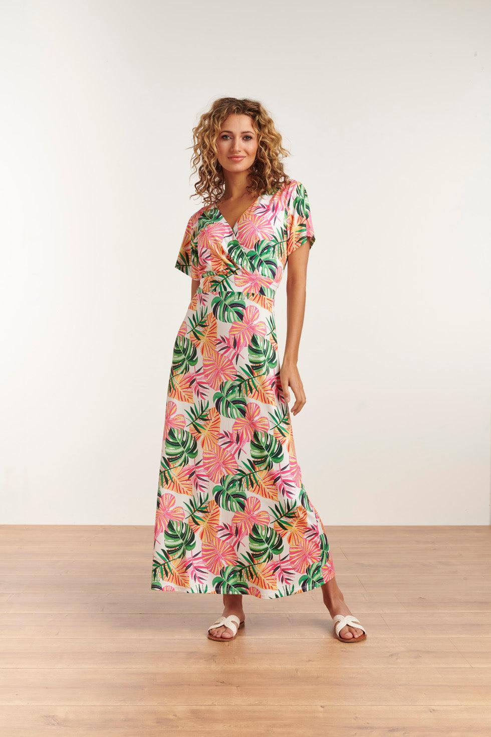 Smashed Lemon 23108 boho korte mouwen zomer maxi jurk |