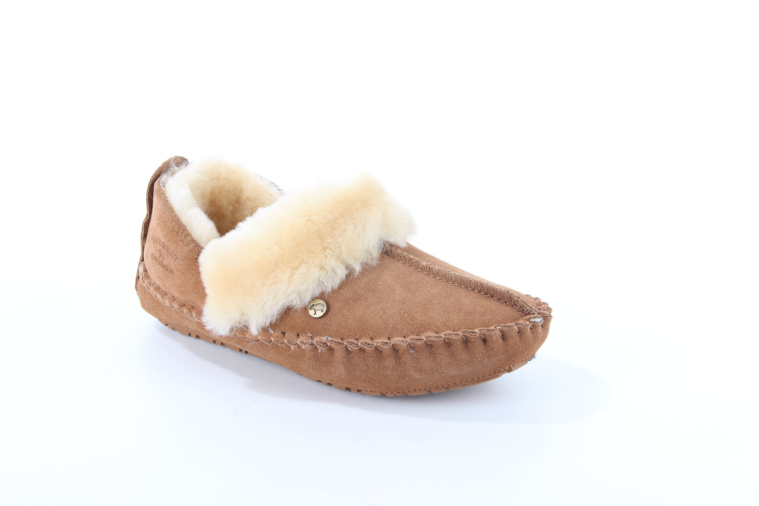 Warmbat Barrine cognac dames pantoffel (gesloten hiel)