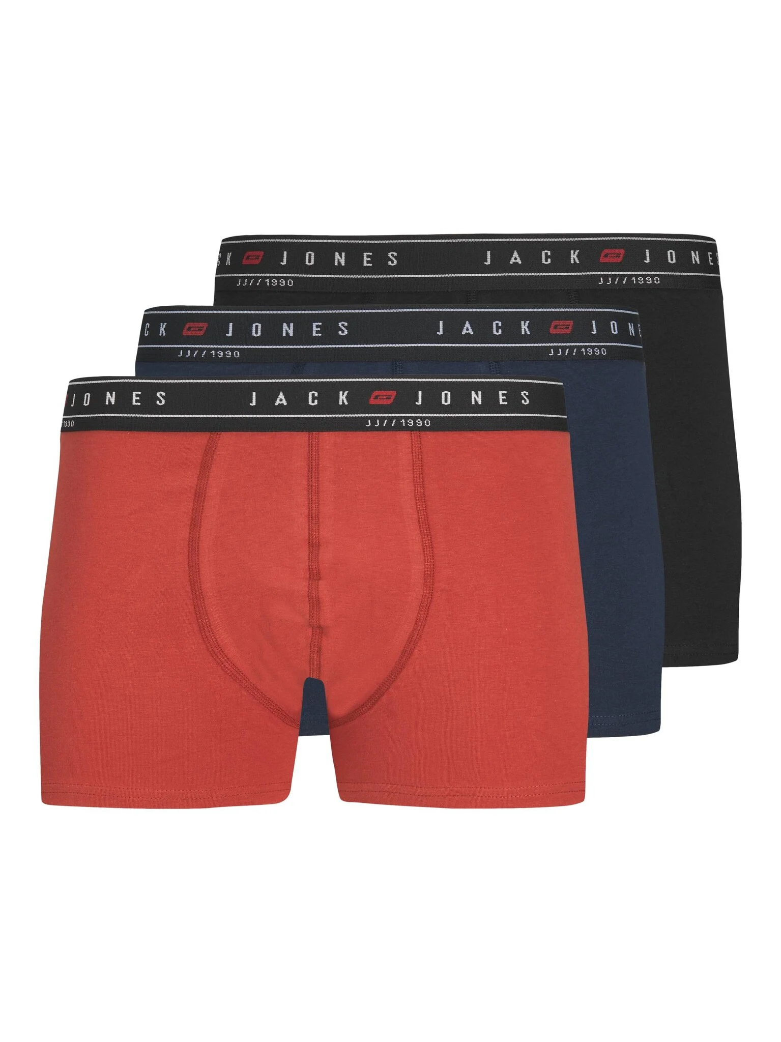 Jack & Jones Heren boxershorts trunks jacnagee rood/donkerblauw/zwart 3-pack