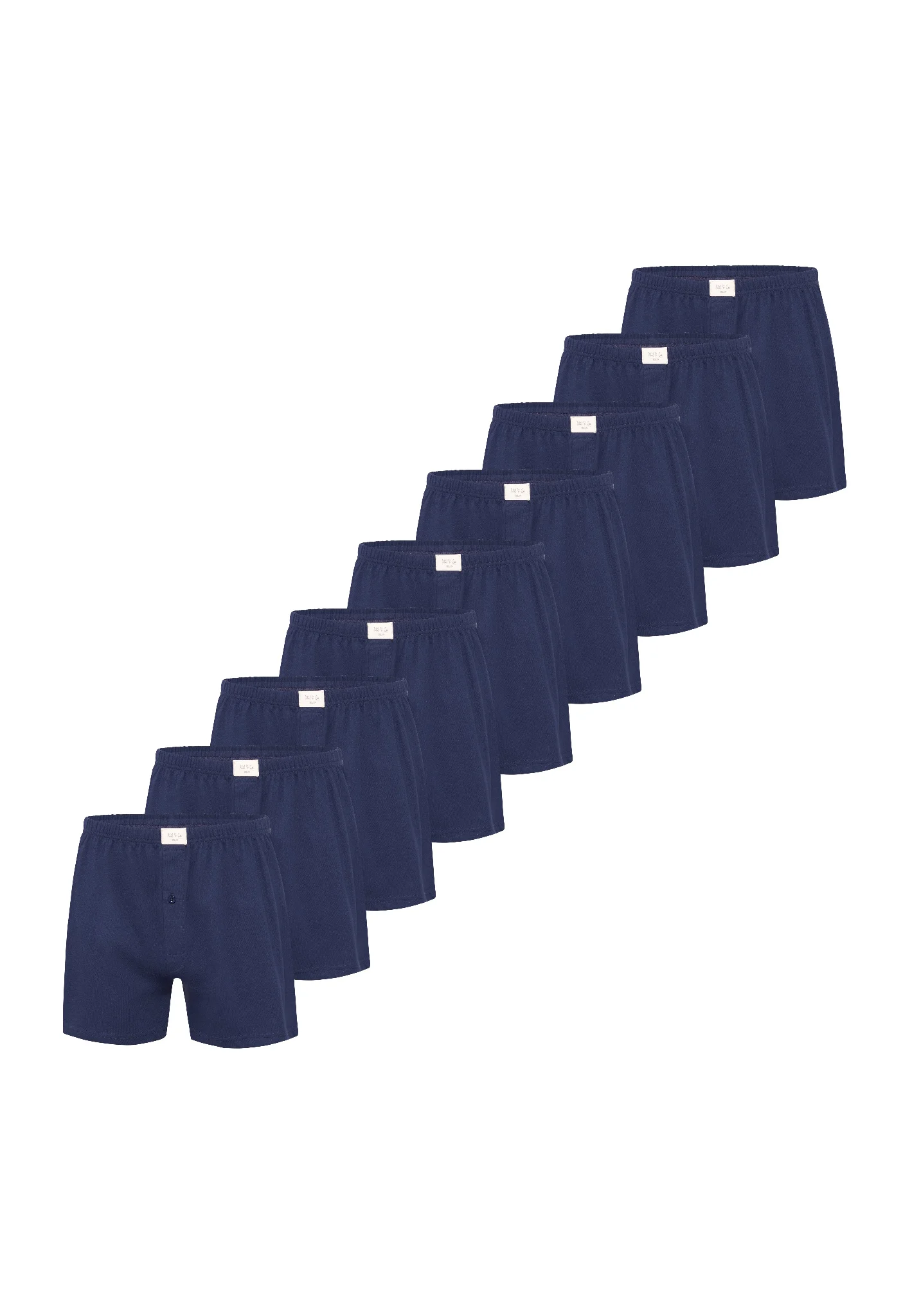Phil & Co Wijde boxershorts jersey stretch effen navy 9-pack