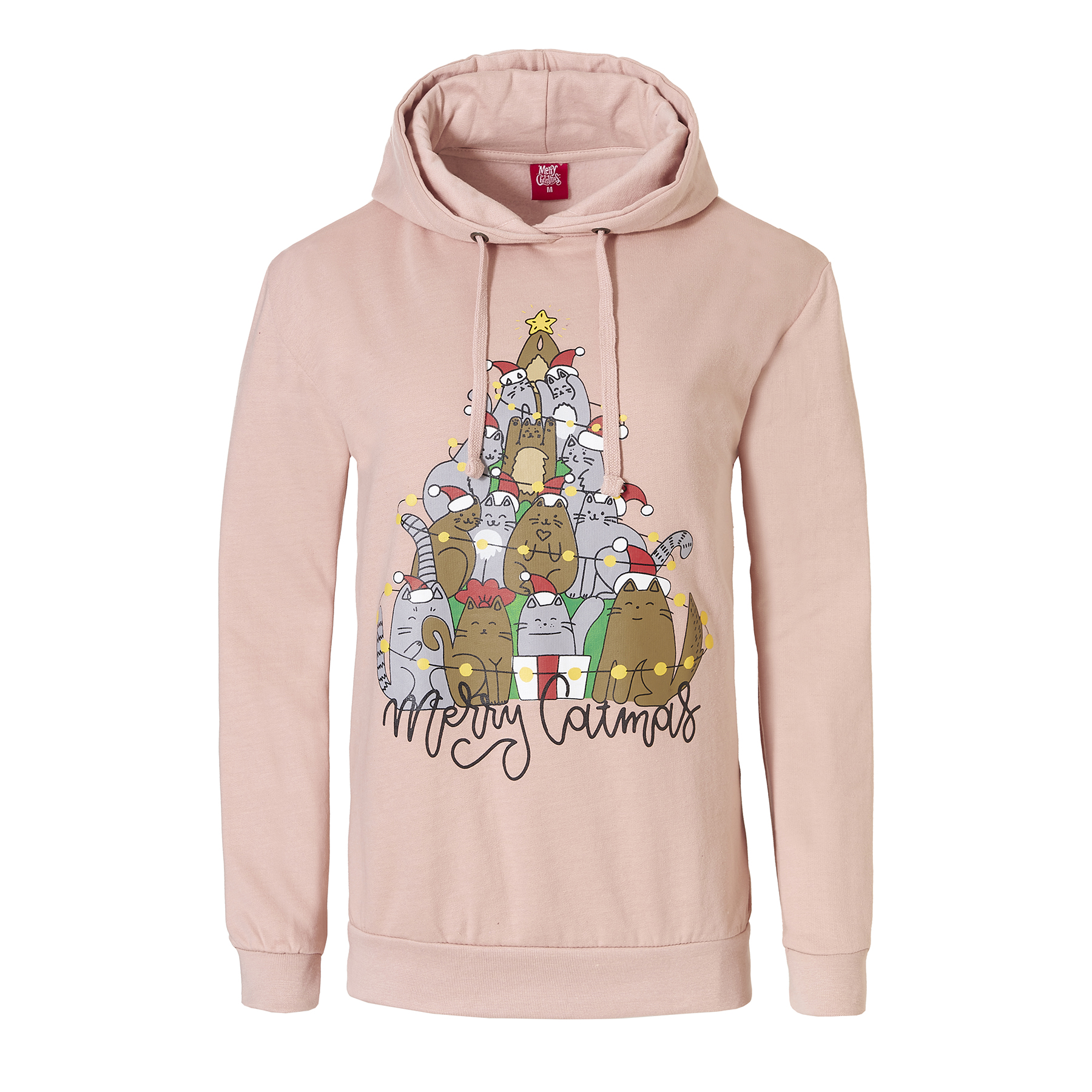 Afbeelding van Apollo Dames kersttrui met capuchon merry catmas hoodie