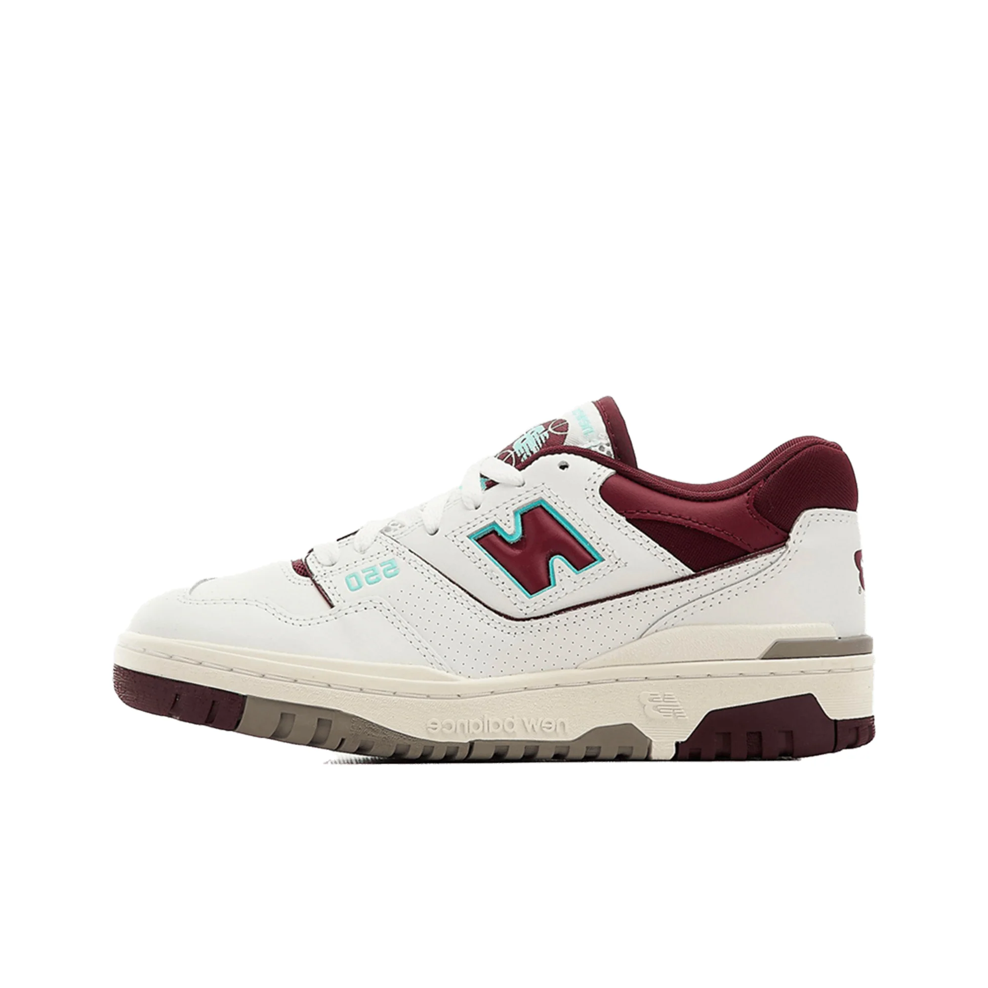 New Balance 550 white burgundy blue